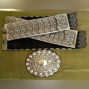 Vintage Elastic Metal Waist-belt with Removable Metal Buckle